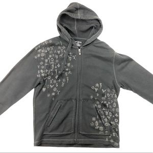 DKNY Black Graphic Skull Hoodie Zipper